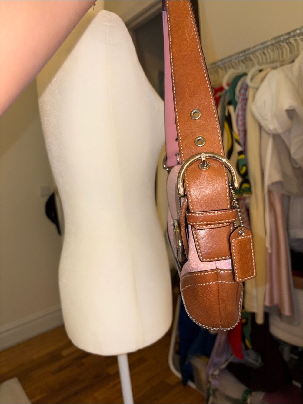 RARE Light Pink Brown Leather Coach SoHo Bag - Picture 4 of 5